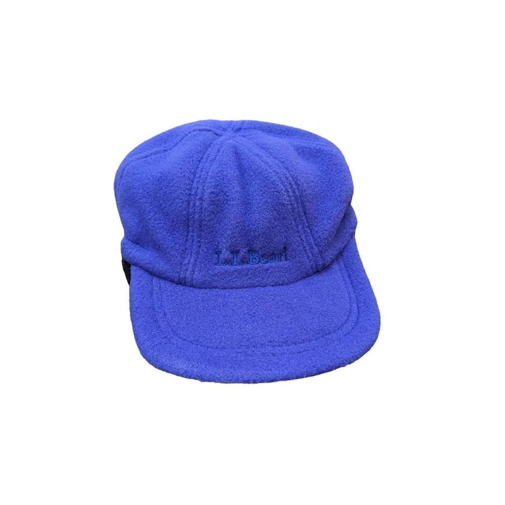 LL Bean Hat Blue Polartec‎ Fleece Trapper Hat Cap Size Medium Vintage 90s USA